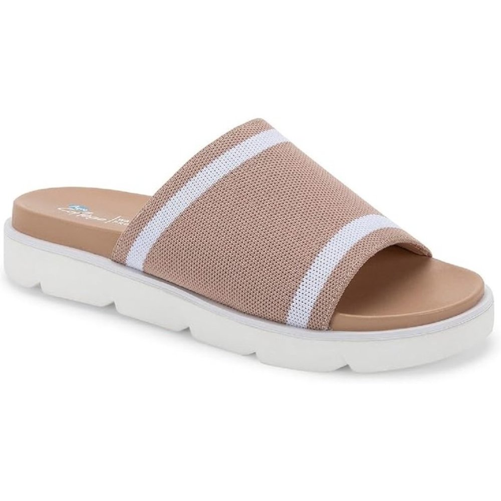 Aqua College Women's Katalina Waterproof Pool Slide Sandal Blush Knit Size 8M